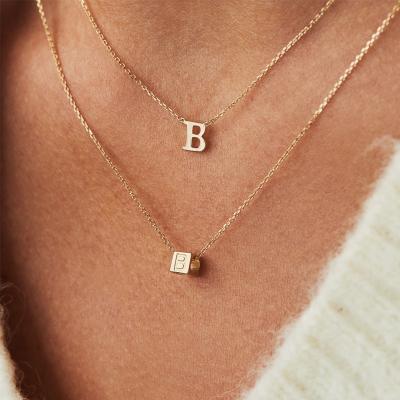 China Beautiful CLASSIC Pendant Personalized Gold Plated Tiny Letter Initial Necklace for sale