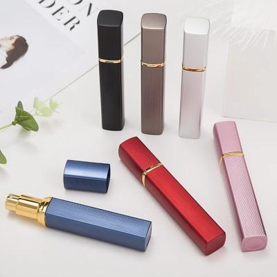 China Aluminum Personal Care 6 Color Refillable Spray Bottle Glass Reservoir Perfume Bottle Spout Cosmetic Glass Container 12ml for sale