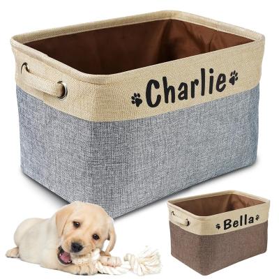 China Custom Collapsible Folding Dog Toy Storage Basket Dog Canvas Bag Pet Toys Storage Box Canvas Bins Dog Accessories Pet Supplies for sale