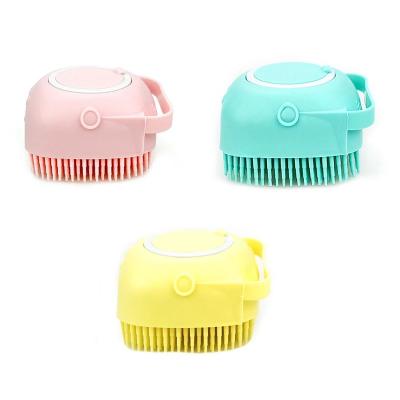 China Silicone Pet Bath Massage Brush Dog Puppy Shampoo Grooming Comb Scrubber Pet Suppliest Rubber Rubbing Cleaning Products for sale