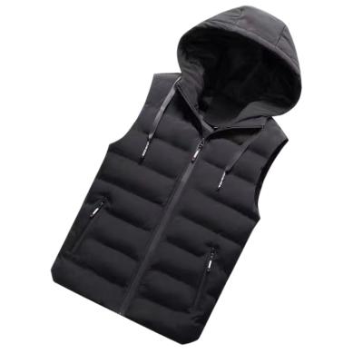 China Anti-wrinkle Men's Winter Woven To Invest Zipper Custom Men's Oversized Hooded Padded Vest for sale