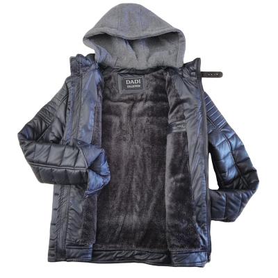 China Mens PU QUICK DRY Jackets With Fur Lining Custom Made Mens Winter Oversized Jacket With Detachable Hat And Zippers for sale