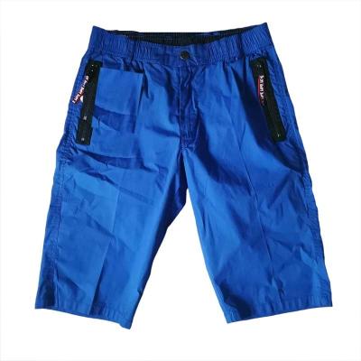 China Anti-Wrinkle Custom Casual Solid Blue Elastic Waistband Fitness Shorts L-3XL Zipper Fly 100% Cotton Beach Shorts Men for sale