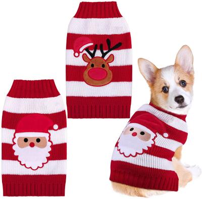 China Red and White Striped Christmas Pet Sweaters Holiday Dog Sweaters Winter Pet Puppy Sustainable Apparel Sweaters for sale