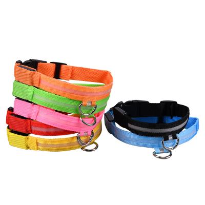 China Reflective Soft Neoprene Padded Breathable Nylon Pet Collar Usb Adjustable Reflective Dog Collar for sale