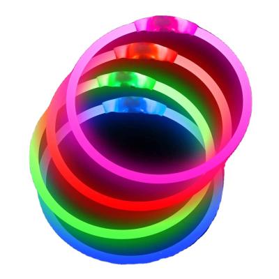 China Fashion Reflective Light Up USB Rechargeable Pet LED Glowing Dog Collar For Small Medium Large Dog Night Safety for sale