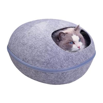 China Travel Handcrafted Eco-Friendly Felt Cat Cave Bed for Indoor Cats and Kittens for sale