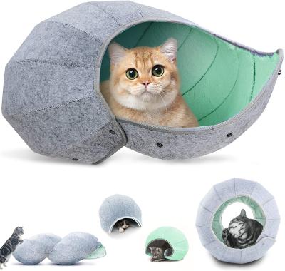 China Portable Collapsible Multifunctional Indoor Travel Cats Tunnel Felt Tube Interactive 8 In 1 Bed Cave Housings for sale