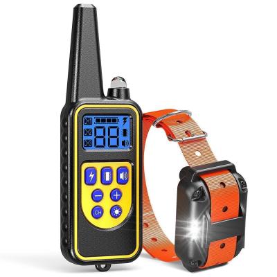 China Stocked Waterproof Dog Training Electric Collar and Anti-barking Rechargeable Remote Control Dog Collar with LCD Display for sale