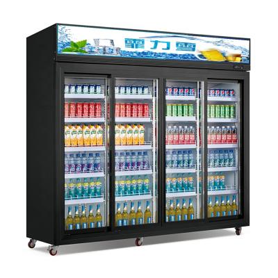 China Single-Temperature Commercial Upright Sliding Door Display Cooler For Supermarket for sale