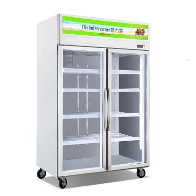 China Commercial Custom Single-Temperature 2 Doors Stainless Steel Freezer Display Restaurant Refrigerator Showcase Cooler Upright REFRIGERATOR FREEZER for sale