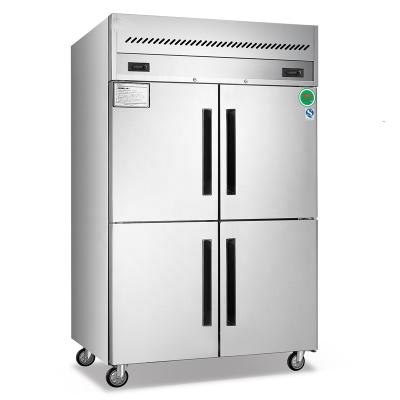 China Single-temperature 201 upright stainless steel commercial 4 DOOR REFRIGERATOR FREEZER for sale