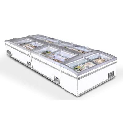 China Single-temperature 2m commercial food island display freezer for supermarket for sale