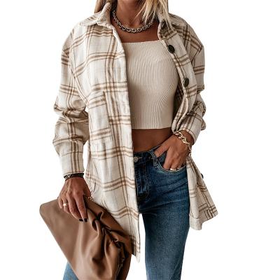 China Anti-Wrinkle Amazon Hot Selling Autumn Long Tied Shacket Pink Plaid Shacket S-XL Long Sleeve Polyester/Cotton Women Shacket for sale