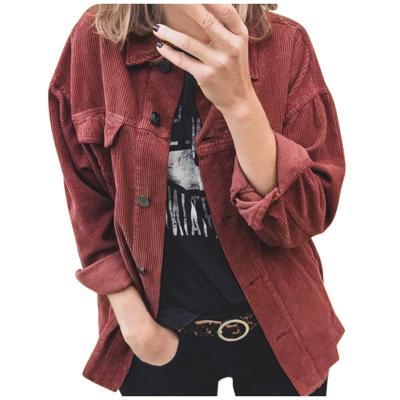 China Amazon Best Selling Long Sleeve Shacket 2021 Pink Plaid Vintage Waffle Knit Tied Shacket Courduroy Fringed Shacket Women for sale