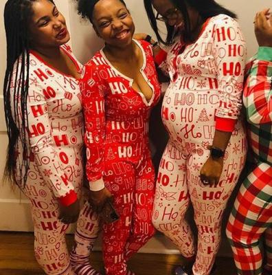 China 2021 QUICK DRY christmas red onesie plus size nightgowns women christmas onesie letter print pajamas 2XL polyester christmas onesie woman for sale