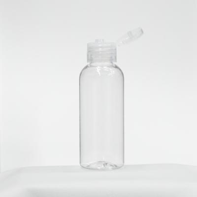 China Personal Care Round Clear Empty 60ml Boston PET Hand Sanitizer Plastic Bottle With Flip Top Cap for sale