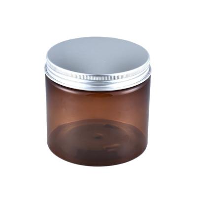 China 500ml cosmetic empty plastic bath salt jar with aluminum lids for sale