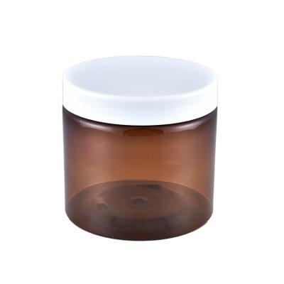 China 500ml PET Cosmetic Plastic Wide Mouth Cosmetic Jar Container With Lid for sale