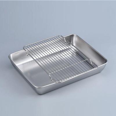 China Sustainable Tray For Oven With Drain Rectangular Baking Rack And Cover Cake Pans Non Magnetic Steel Stainless Steel for sale