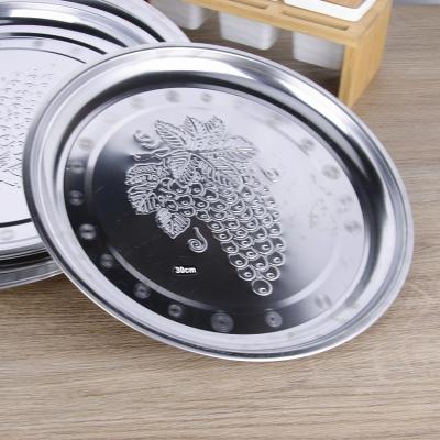 China Wholesale Sustainable Stainless Steel Food Serving Tray Nice Price Large Dish Round Dish For Restaurant Hotel 28-55cm for sale