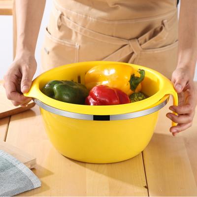 China Sustainable Durable Kitchen Sink Drain Basket With Handle Storage Container For Fruit And Vegetable Colander Set Household for sale