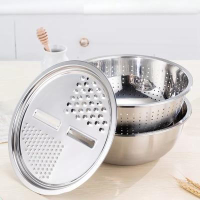 China Viable Washing Basket Fruit And Vegetable Drain Basket Colander Set With Grater for sale