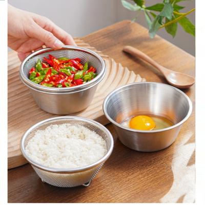 China Viable Korean Style 16cm Diameter Small Kitchen Tools Fruit And Vegetable Colander Set Wash Drain Basket for sale