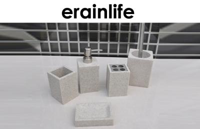 China Sandstone Bathroom Accessories Sets / 5Pcs Grey Modern Modern Bath Accessories for sale