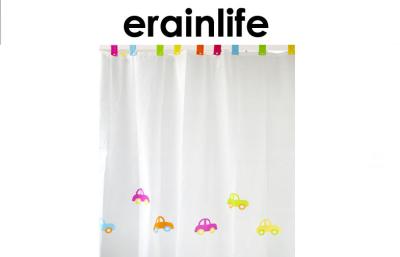 China Cartoon Car Picture Bathroom Shower Curtain white PVC for bath for sale