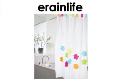 China Elegant Bathroom Shower Curtain PVC Material White Flower Pattern for sale