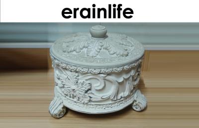 China Resin White Decorative Jewelry Box Elegant Flower Pattern Printing for sale