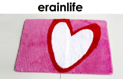 China Polyester Bathroom Floor Mats Heart Printed design for Shower Room / Toilet for sale