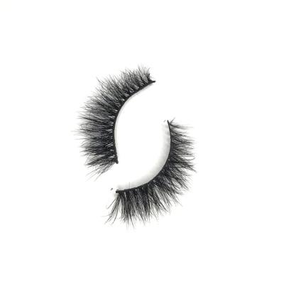 China Thick Crisscross Real Mink Eyelashes 20mm Mink Fur Eyelashes Bundle Box Tapered Custom for sale