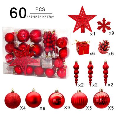 China Hot Sale Christmas Tree Decoration 60pcs Disposable Pendant Christmas Tree Decoration Hanging Set for sale