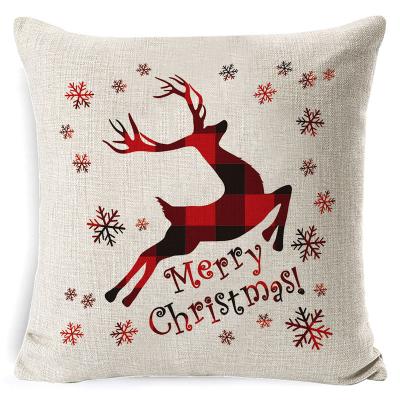 China Anti Dust Mite Design Chraistms Deer Print Cushion Canvas Cover New Without Filler for sale