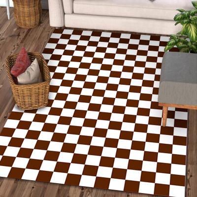 China Checkerboard Carpet Living Room Bedroom Floor Mat Checkerboard Modern Anti-Slip Single Area Rug for sale