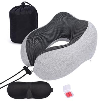 China 2021 Comfortable Anti-Apnea 100% Amazon Hotsaling Cotton U Shape Memory Foam Travel Neck Pillow for sale