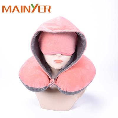 China Wholesale Anti-Apnea Compress Memory Foam Hoodie Travel Neck Rest Eyemask Travel Accessories. for sale