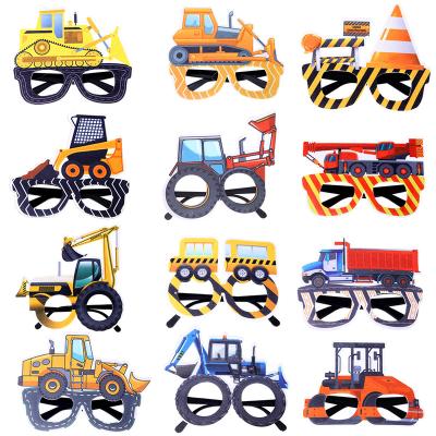 China New Car Party Birthday Photo Props Building Paper Car Ornaments 1st Birthday Party Boys Crane Party Baby Shower One for sale