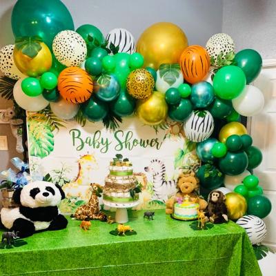 China Balloon A Wild Safari Happy Birthday Babyshowe Arch Balloon Garland Kit Forest Animals Dinosaur Birthday 135pcs Latex Jungle Balloon for sale