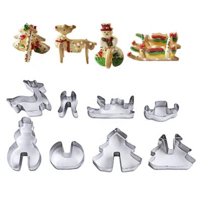 China Sustainable Christmas Cookie Cutters Set 3D Christmas Stereo Stainless Steel Cookie Cutters Molds Snowman For Party Feast Decoration for sale