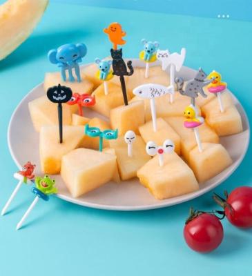 China Sustainable Food Grade Plastic Cartoon Pet Food Picks Kids Bento Food Toothpicks, Reusable Lunch Fun Picks Kids Lunch Accessories for sale