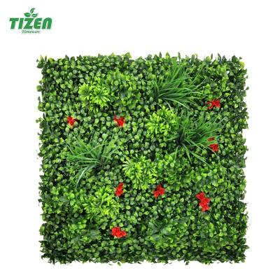 China High Quality Plastic Wall Hedge Minimalist Tizen Greenery Boxwood Panels Artificial Grass Lavender For Home Garden Vertical Decoration for sale