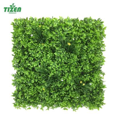 China Wholesale Plastic Artificial Boxwood Panels Wall Greenery Minimalist Tizen Grass Hedge Topiary Plant For Hotel Decoration for sale