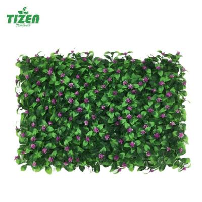 China Handmade Plastic Green Wall Minimalist Tizen Grass Boxwood Panel Mat Artificial Hedge for Garden Home Decoration for sale