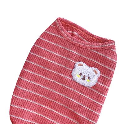 China Designer Striped Stocked Wholesale Doggy Outfits Summer Dog Clothes Pet Clothes Fashion Bear Vest Pampers Dog Clothes for sale