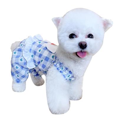 China Dollypet Manufacturer Original Designer High Quality Wholesale Four Lattice Cherry Stocked Leg Strap Pants Dog Apparel for sale