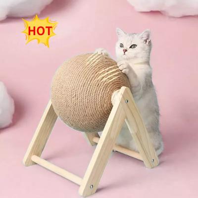 China Stocked New Cat wheel tree tower Scratcher Ball Toy Kitten Sisal Rope Board Grinding Paws Toys Cat Scratching post Pet Furniture Sup for sale