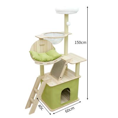 China Stocked new arrived space bed color scratching post scratchers capsule  removable fabric house cat tree climp frame for sale for sale